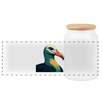 Albatross Zeichentrickfigur Buntes Haustier Tier - Panorama Keksdose mit Holzdeckel - Weiß - Vorne