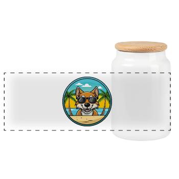 Tiroler Bracke Hunderasse Cartoon Sonnenbrille Strand - Panorama Keksdose mit Holzdeckel - Weiß - Vorne