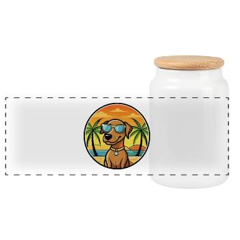 Vizsla Hunderasse Cartoon Sonnenbrille Strand - Panorama Keksdose mit Holzdeckel - Weiß - Vorne