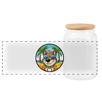 Volpino Italiano Chien Race Dessin Animé Lunettes De Soleil Plage - Boîte à biscuits avec couvercle en bois - blanc - Devant