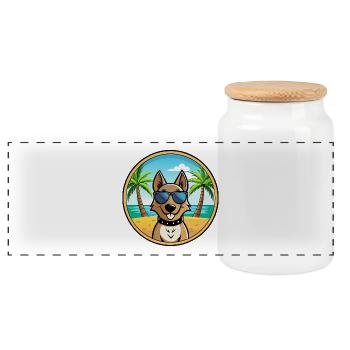 Schweizer Laufhund Hunderasse Cartoon Sonnenbrille Strand - Panorama Keksdose mit Holzdeckel - Weiß - Vorne