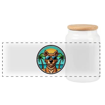 Pudelpointer Chien Race Dessin Animé Lunettes De Soleil Plage - Boîte à biscuits avec couvercle en bois - blanc - Devant
