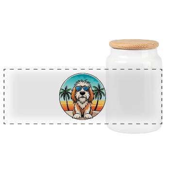 Petit Basset Griffon Vendeen Hunderasse Karikatur - Panorama Keksdose mit Holzdeckel - Weiß - Vorne