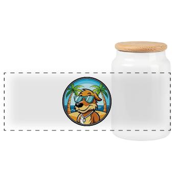 Poitevin Hound Hund Rasse Cartoon Sonnenbrille Strand - Panorama Keksdose mit Holzdeckel - Weiß - Vorne