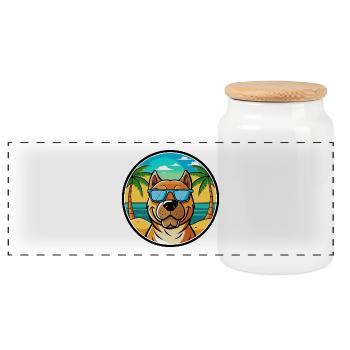 Perro De Presa Canario Hunderasse Cartoon Strand - Panorama Keksdose mit Holzdeckel - Weiß - Vorne