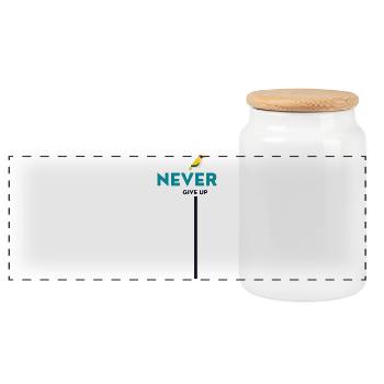 never give up bird - Panorama Keksdose mit Holzdeckel - Weiß - Vorne