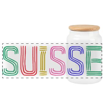 SUISSE. PAYS. GENEVE. HUMOUR. DRAPEAU. GENEVE - Boîte à biscuits avec couvercle en bois - blanc - Devant