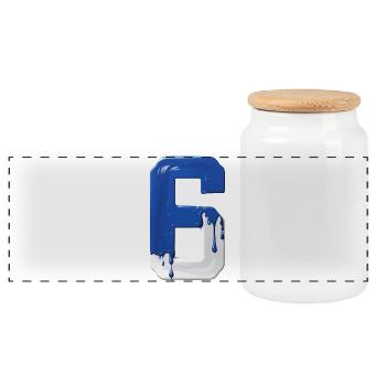 NO. 6 NUMBER 6 BLUE WHITE 6TH BIRTHDAY - Panoramic Cookie Jar with Wooden Lid - white - Front