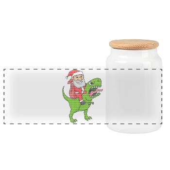 Effet de Noël laid de dinosaure de Noël - Boîte à biscuits avec couvercle en bois - blanc - Devant