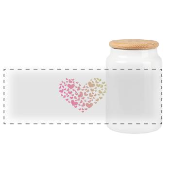 Herz aus Herzchen Liebe Romantisch Jahrestag - Panorama Keksdose mit Holzdeckel - Weiß - Vorne
