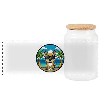Nouvelle-Zélande Chien Race Dessin Animé Lunettes De Soleil Plage - Boîte à biscuits avec couvercle en bois - blanc - Devant