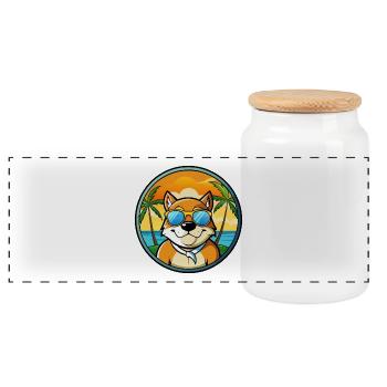 Moskau Watchdog Rasse Cartoon Sonnenbrille Strand - Panorama Keksdose mit Holzdeckel - Weiß - Vorne