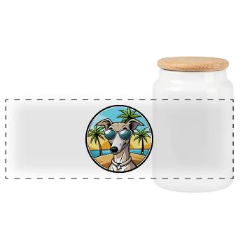 Italienischer Windhund Hunderasse Cartoon Sonnenbrille Strand - Panorama Keksdose mit Holzdeckel - Weiß - Vorne