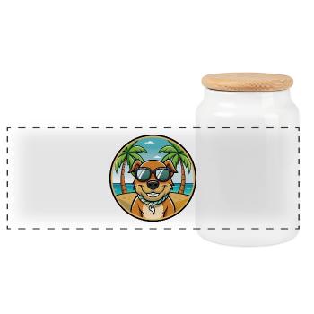 Majestätische Baumhund Hunderasse Cartoon Sonnenbrille - Panorama Keksdose mit Holzdeckel - Weiß - Vorne