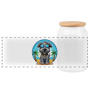 Kerry Blue Terrier Hunderasse Cartoon Sonnenbrille - Panorama Keksdose mit Holzdeckel - Weiß - Vorne