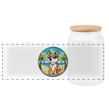 Karelo Finnische Laika Hunderasse Cartoon Sonnenbrille - Panorama Keksdose mit Holzdeckel - Weiß - Vorne