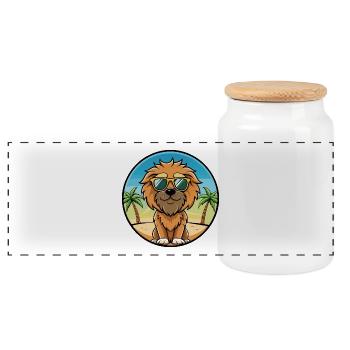 Griffon Fauve De Bretagne Hunderasse Cartoon Strand - Panorama Keksdose mit Holzdeckel - Weiß - Vorne