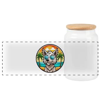 Grand Griffon Vendeen Hunderasse Cartoon Sonnenbrille - Panorama Keksdose mit Holzdeckel - Weiß - Vorne