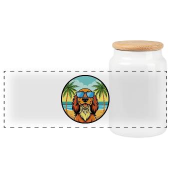 Gordon Setter Hunderasse Cartoon Sonnenbrille Strand - Panorama Keksdose mit Holzdeckel - Weiß - Vorne