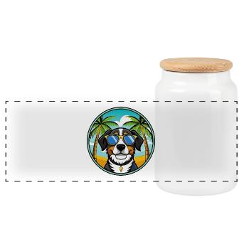 Entlebucher Sennenhund Rasse Cartoon Sonnenbrille - Panorama Keksdose mit Holzdeckel - Weiß - Vorne