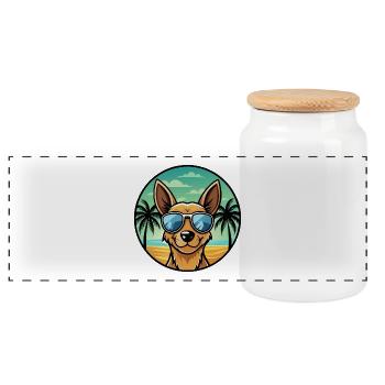 Englische Spielzeug Terrier Hund Rasse Cartoon Sonnenbrille - Panorama Keksdose mit Holzdeckel - Weiß - Vorne