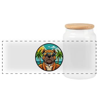 Dogue De Bordeaux Chien Race Dessin Animé Lunettes De Soleil Plage - Boîte à biscuits avec couvercle en bois - blanc - Devant