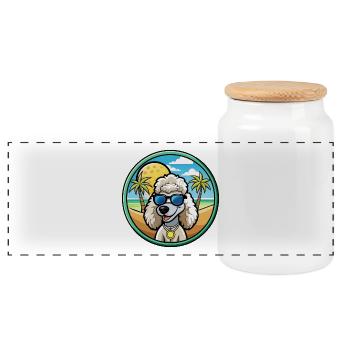 Caniche Corné Chien Race Dessin Animé Lunettes De Soleil Plage - Boîte à biscuits avec couvercle en bois - blanc - Devant