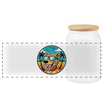 Bruno Jura Hound Hunderasse Cartoon Sonnenbrille Strand - Panorama Keksdose mit Holzdeckel - Weiß - Vorne