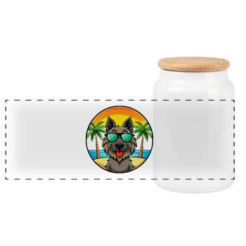 Lunettes de soleil belges Groenendael Dog Breed Cartoon - Boîte à biscuits avec couvercle en bois - blanc - Devant