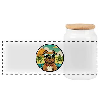 Boerboel Chien Race Dessin Animé Lunettes De Soleil Plage - Boîte à biscuits avec couvercle en bois - blanc - Devant