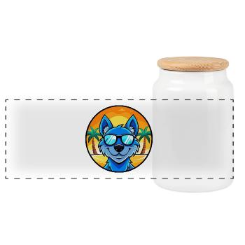 Blaue Spitzenhunderasse Cartoon Sonnenbrille Strand - Panorama Keksdose mit Holzdeckel - Weiß - Vorne