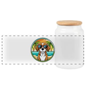 Beagle Harrier Hunderasse Cartoon Sonnenbrille Strand - Panorama Keksdose mit Holzdeckel - Weiß - Vorne