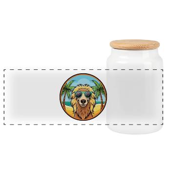 Afghanischer Kuchi Hund Rasse Cartoon Sonnenbrille Strand - Panorama Keksdose mit Holzdeckel - Weiß - Vorne