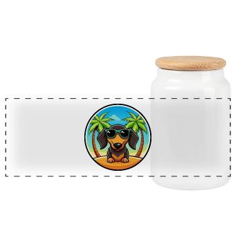 Lunettes de soleil de dessin animé de race de chien teckel à poil dur - Boîte à biscuits avec couvercle en bois - blanc - Devant