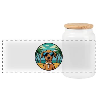 Vizsla Hunderasse Cartoon Sonnenbrille Strand - Panorama Keksdose mit Holzdeckel - Weiß - Vorne