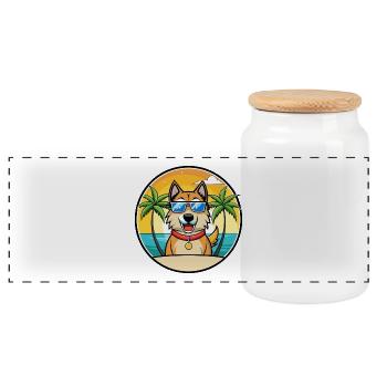 Schäferhund Rasse Cartoon Sonnenbrille Strand - Panorama Keksdose mit Holzdeckel - Weiß - Vorne