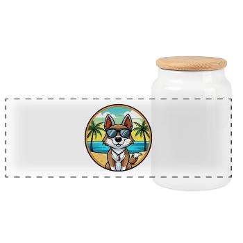 Schweizer Laufhund Hunderasse Cartoon Sonnenbrille Strand - Panorama Keksdose mit Holzdeckel - Weiß - Vorne