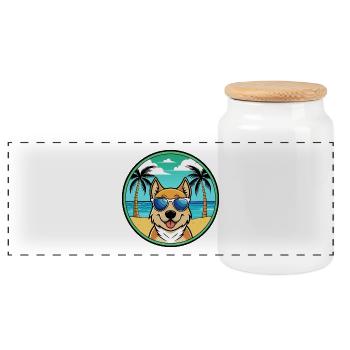 Slovensky Kopov Hunderasse Cartoon Sonnenbrille Strand - Panorama Keksdose mit Holzdeckel - Weiß - Vorne