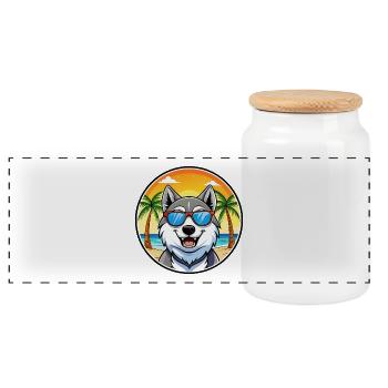 Lunettes de soleil Seppala Siberian Sleddog Breed Cartoon - Boîte à biscuits avec couvercle en bois - blanc - Devant
