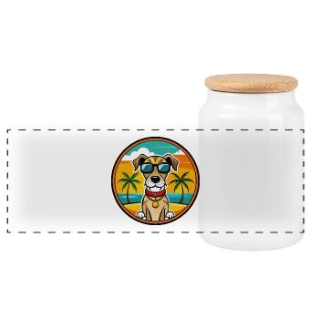 Sabueso Español Hunderasse Cartoon Sonnenbrille Strand - Panorama Keksdose mit Holzdeckel - Weiß - Vorne