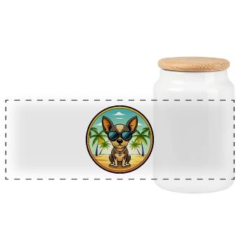 Russische Spielzeug Terrier Hund Rasse Cartoon Sonnenbrille - Panorama Keksdose mit Holzdeckel - Weiß - Vorne