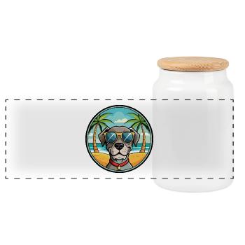 Alte dänische Pointer Hunderasse Cartoon Sonnenbrille - Panorama Keksdose mit Holzdeckel - Weiß - Vorne