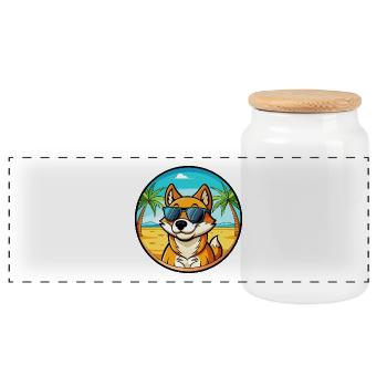 Neuguinea Singende Hunderasse Cartoon Sonnenbrille - Panorama Keksdose mit Holzdeckel - Weiß - Vorne