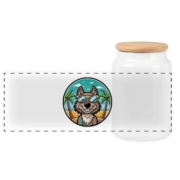 Munsterlander Dog Breed Cartoon Sunglasses Beach - Panoramic Cookie Jar with Wooden Lid - white - Front