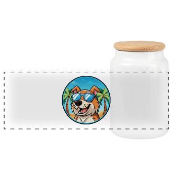Koolie Dog Breed Cartoon Sunglasses Beach - Panoramic Cookie Jar with Wooden Lid - white - Front