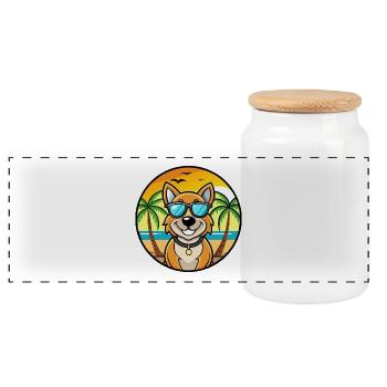 Laufhund Hunderasse Cartoon Sonnenbrille Strand - Panorama Keksdose mit Holzdeckel - Weiß - Vorne