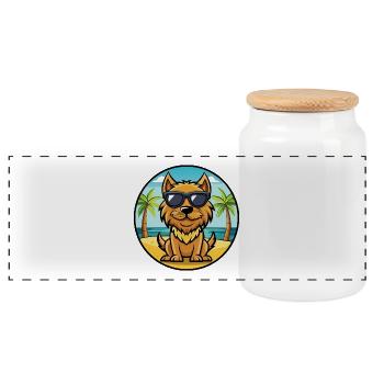 Griffon Fauve De Bretagne Hunderasse Cartoon Strand - Panorama Keksdose mit Holzdeckel - Weiß - Vorne