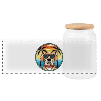 Labrador Retriever Hunderasse Cartoon Sonnenbrille - Panorama Keksdose mit Holzdeckel - Weiß - Vorne