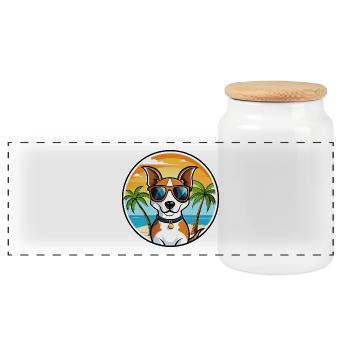 Jack Russell Terrier Chien Race Dessin Animé Lunettes de Soleil - Boîte à biscuits avec couvercle en bois - blanc - Devant
