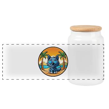Griffon Bleu De Gascogne Hunderasse Cartoon Beach - Panorama Keksdose mit Holzdeckel - Weiß - Vorne